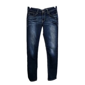 BKE Jeans Women 28L Blue Payton Skinny‎ Dark Wash Contrast Stitch Denim Bohemian